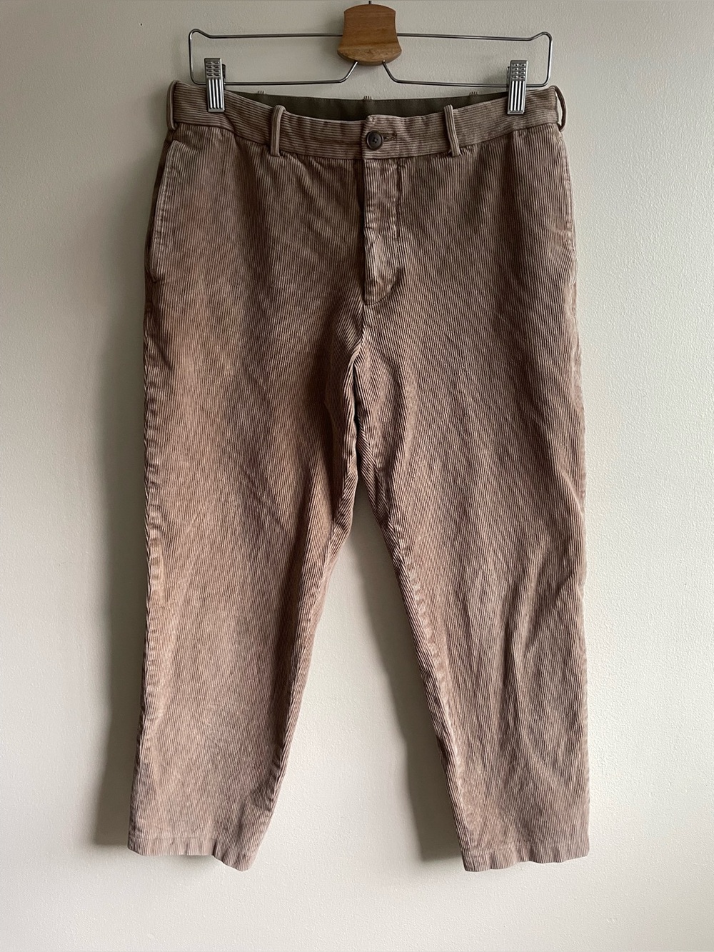 UNIQLO Smart Corduroy Ankle Pants M Beige Stretch Elastic Waist